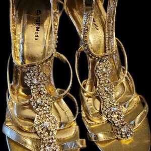 Top Moda Women's Gold Strappy Sandals